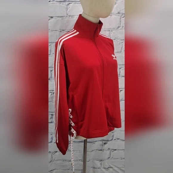 NWOT adidas Womens Track Jacket Valentine's Edition Hearts Red White size Medium - Picture 6 of 16